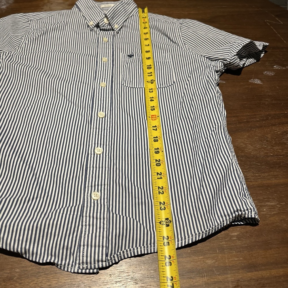 Abercrombie & Fitch Oxford Button Down Shirt Mens S Muscle White Blue Striped - Picture 10 of 11